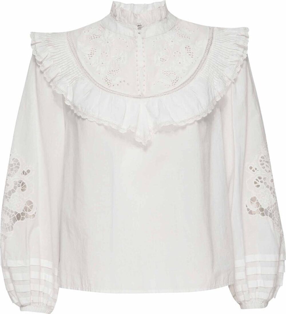 St. Roche Milky Clair Ruffle High Neck Peasant Top Size 2 Organic Cotton